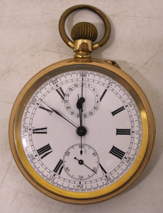 Authentic Antique Gold Plated Moeris Chronograph Pocket Watch, Fully Working