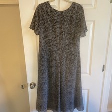 Lauren Ralph Lauren Blue & Brown Leaves Tie Front Back Zip Midi Dress 14
