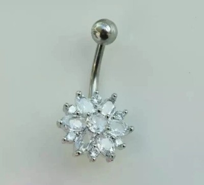 2CT Round Cut Lab-Created Diamond Belly Button Navel Ring 14K White Gold Plated