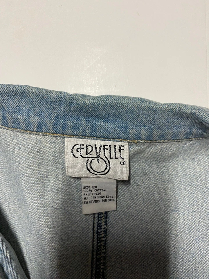 Jaqueta jeans vintage Cervelle feminina 2XL sudoeste bordada jeans anos 90 - Imagem 4 de 4
