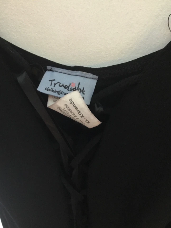 Truelight Clothing USA Black Ribbon Dress Size XL Extra Large Sleeveless Used - Image 2 of 4