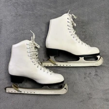 CCM Champion Deluxe Ice Skates Womens  7 Leather Blades 9 2/3 SLM With Guard