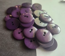 12 Purple Circle slightly domed 2-hole sew through Buttons 3/4" 20mm 