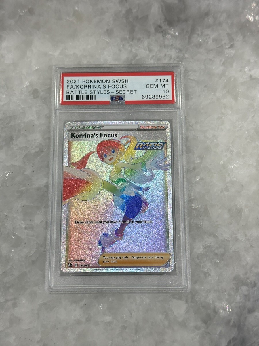 PSA 10 Gem - Korrinas Focus 174/163 Battle Styles Pokemon Rainbow