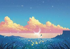 Landscape art illustration painting field plants Custom Gaming Mat Desk