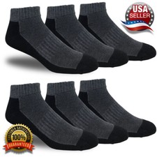 6 Pairs Men's Cushioned Running Socks Ankle Cut Athletic Comfortable Cotton