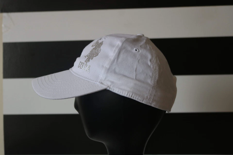 U.S. Polo Assn. Gorra de béisbol blanca con logotipo de estrás talla única Foto 3 de 4