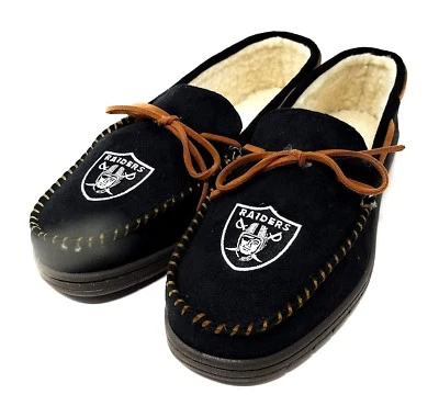 FOREVER COLLECTIBLES NFL Las Vegas Raiders Men's Colored Moccasin Hard Slippers
