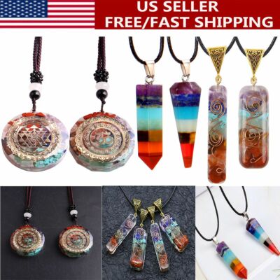 7 Chakra Natural Stone Energy Pendant Necklace Yoga Reiki Healing Amulet Gifts