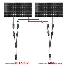 2 * Solar Panel Y Branch Cable Connection Waterproof Adapter Connector Extension