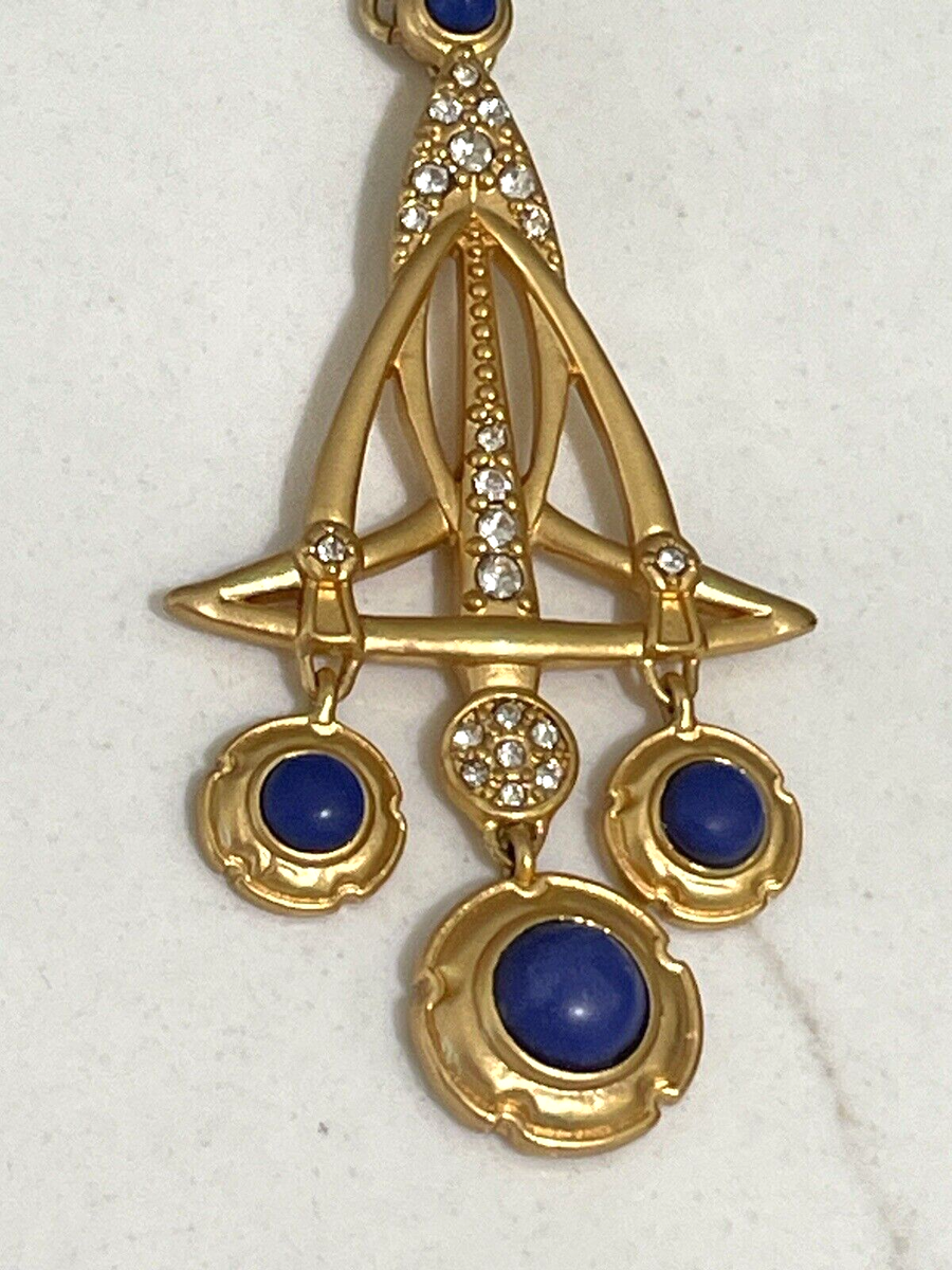 MMA METROPOLITAN ART MUSEUM Gold tone Blue Stone Rhinestone