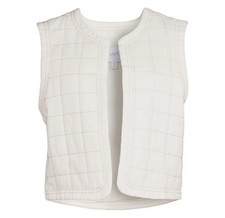The Get Women's Denim Quilted Open Front Vest White Size M