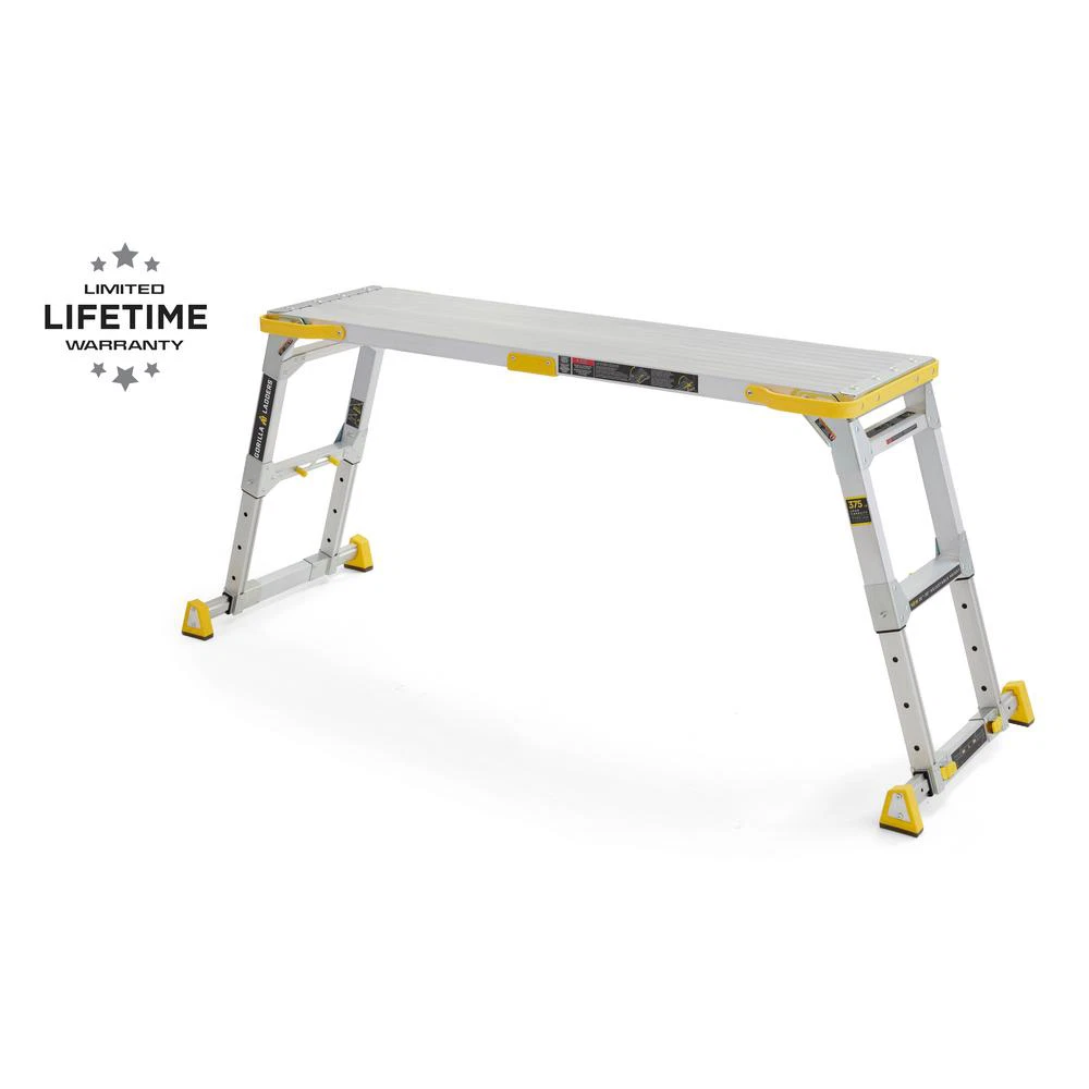 Gorilla Ladders 4.58 ft. x 2.52 ft. Aluminum Heavy Duty Adjustable Height PRO Sl