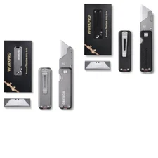 WORKPRO Premium Titanium Utility Knife, CNC Unibody Black/Gray w/10 Extra Blades