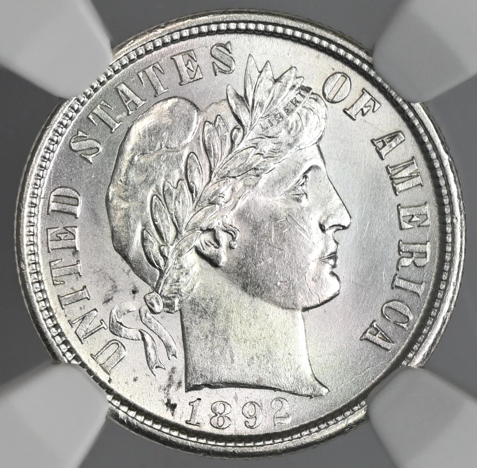 1892-S 10C BARBER SILVER DIME SAN FRANCSICO MINT NGC MS61 #6931539-001 - Image 4 of 4