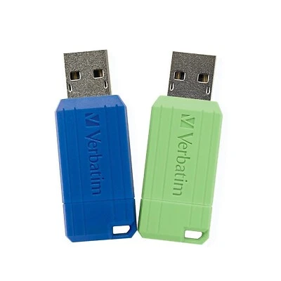 Verbatim USB Drive|Memory Stick|Pendrive - 32GB PinStripe - 2 Pack,Blue/Green