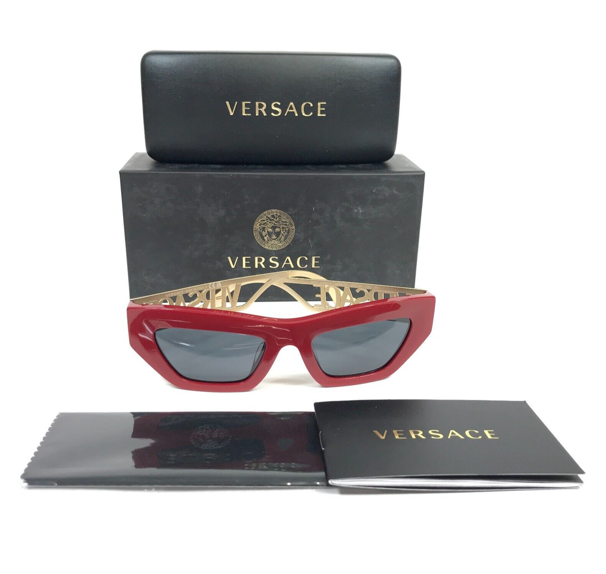 Versace Sunglasses MOD.4432-U 5388/87 Gold Red Cat Eye w Versace Sunglasses MOD.4432-U 5388/87 Gold Red Cat Eye w