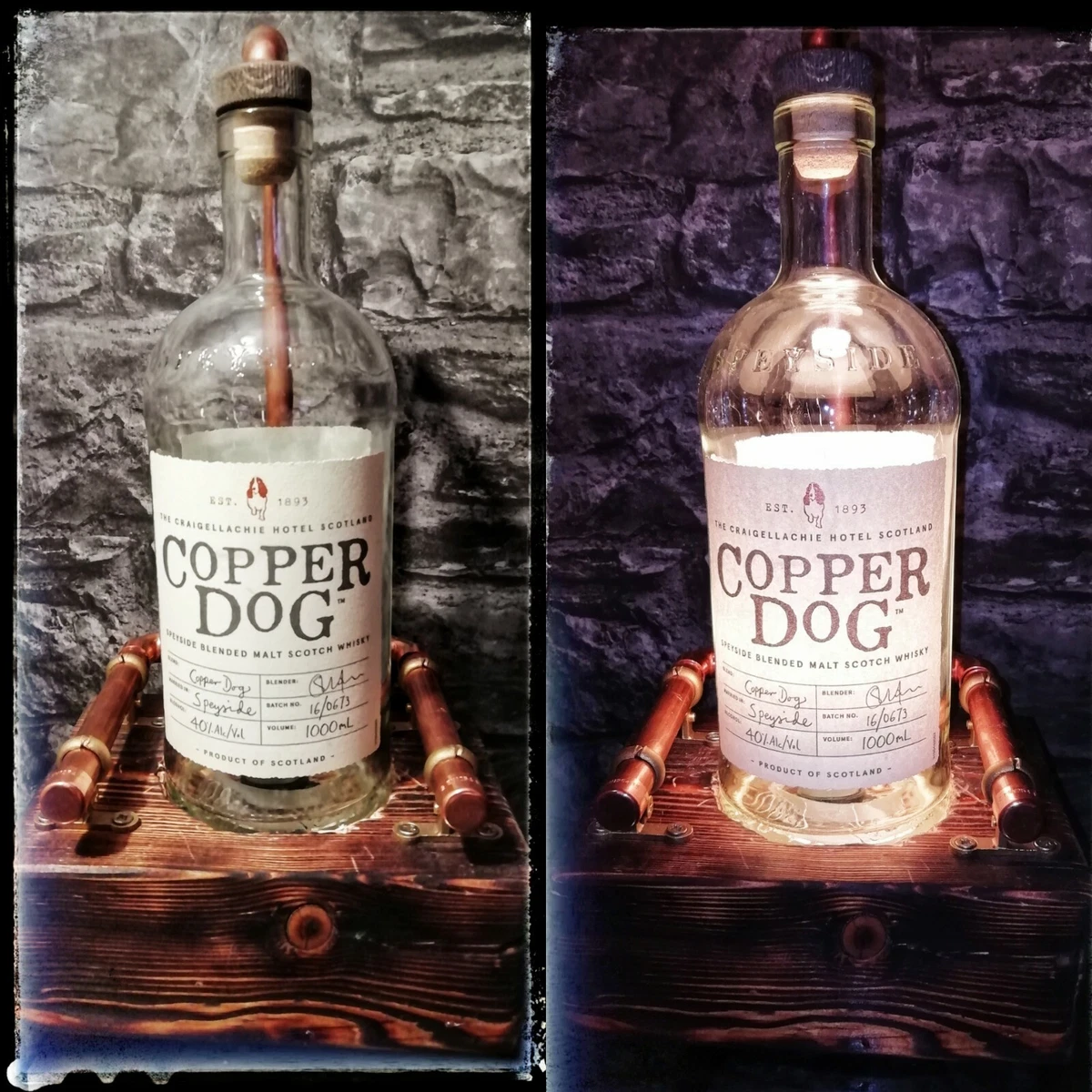 Handmade Steampunk Industrial Copper Pipe Whisky Bottle Lamp