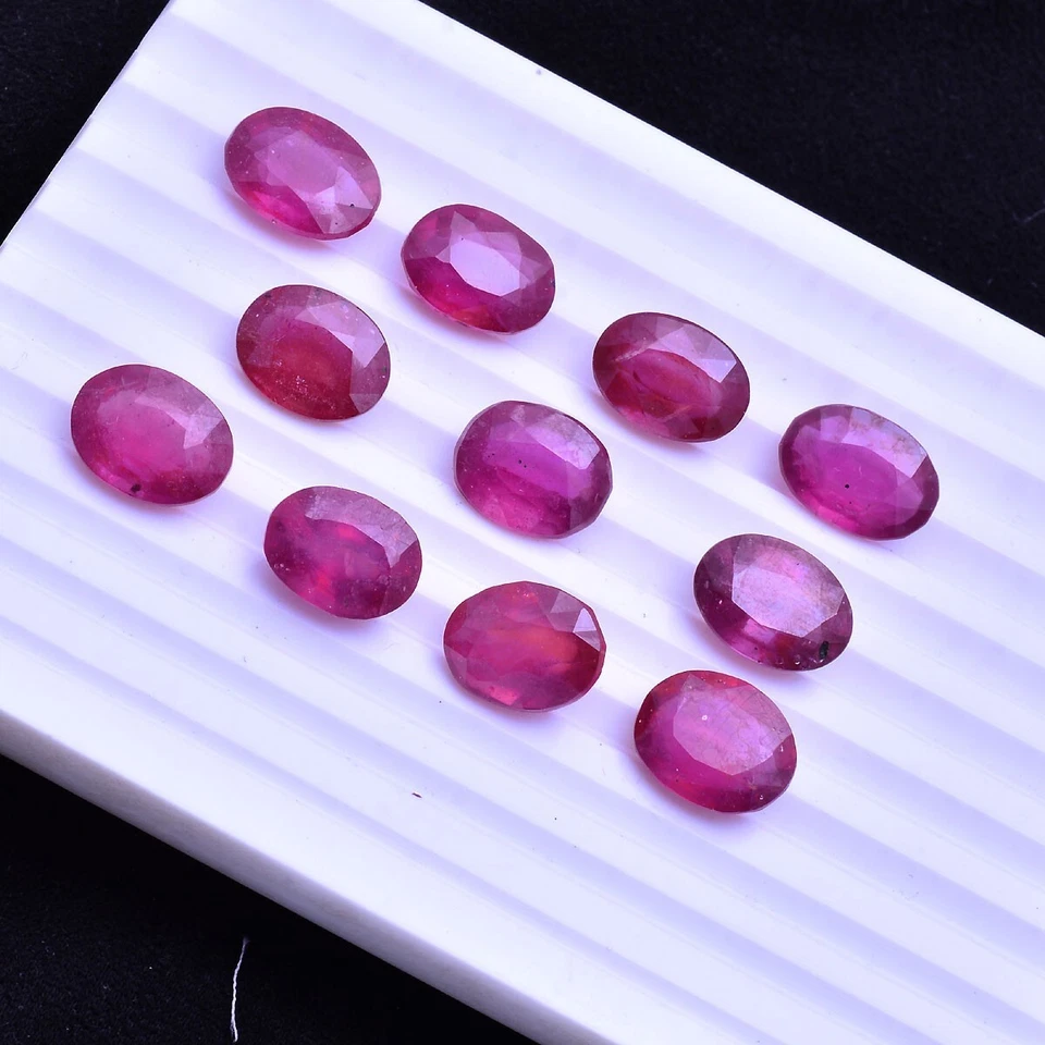 11 Pcs Natural Ruby Top Quality Pinkish Red 11mm-13mm Oval Cut Loose Gemstones - Image 3 of 4