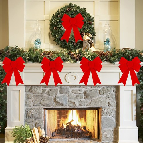 6PCS Large Christmas Bows 11"x8" PVC Velvet for Wreath Xmas Tree Decor - Picture 7 of 7