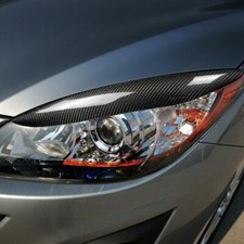 Carbon Fiber Car Front Headlight Eyebrow Eyelid Overlay Trims For Mazda 3