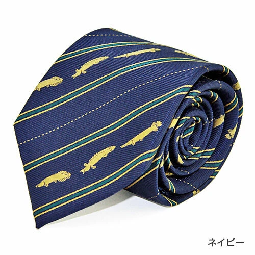 COLORATA / Corbata Fósil Pez Rayas Azul Marino / De Japón Foto 2 de 4