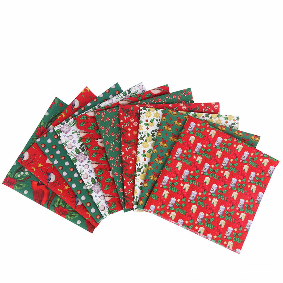 10 Pieces Cotton Fabric Christmas Fabric Precut Quilting Squares
