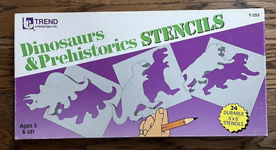 Vintage 1986 Trend Enterprise Dinosaurs & Prehistorics Stencils T-253 in Box