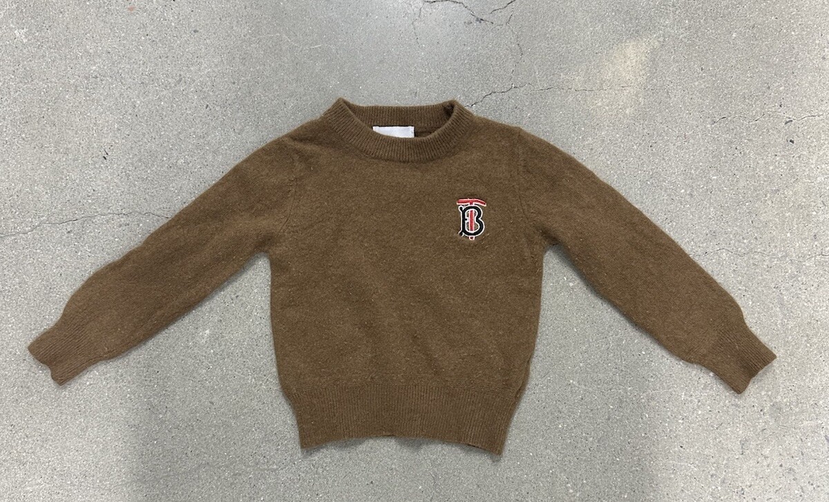 Burberry Toddlers TB 100% Cashmere Sweater Sz 3T Brown