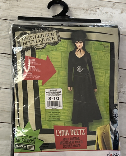 Beetlejuice Lydia Deetz Costume Goth Cosplay Bio Exorcist Med. Wig not included