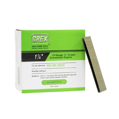 Grex GNS18 1-1/8 in. 18 Gauge 1/4 in. Crown Galvanized & Coated Staples, 5M GNS18-28 (L14)