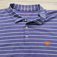 Mens XL B Draddy Purple Striped Golf polo shirt - Oak Tree Logo