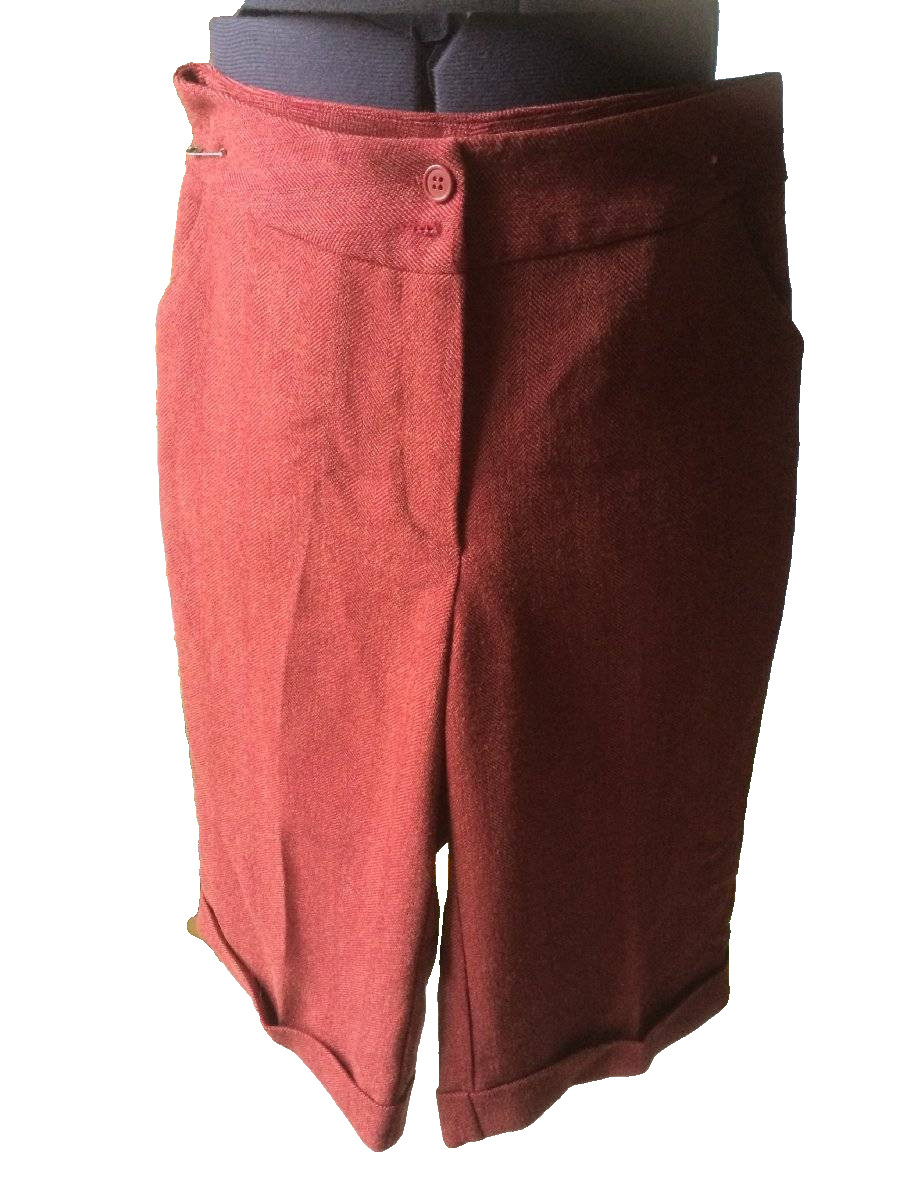 Claudia Richard S Size SWine Herringbone Capri Cropped Cuffed Dress Pants/Short
