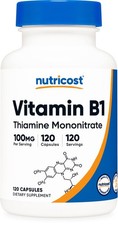 Vitamin B1 Capsules 100mg 120 Count Nutricost Thiamine Gluten Free Non-GMO daily