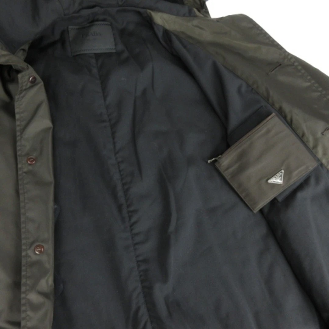 Prada Giacca Cappuccio Imbottito Nylon Portafoglio Incluso Verde Oliva S Capispalla AA U
