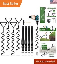 4 Metal Trampoline Stakes with Anti-Rust Coating and Installation Tools Included