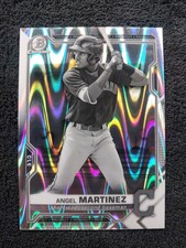2021 Bowman Draft ANGEL MARTINEZ RAYWAVE BLACK & WHITE REFRACTOR INDIANS BDC-34