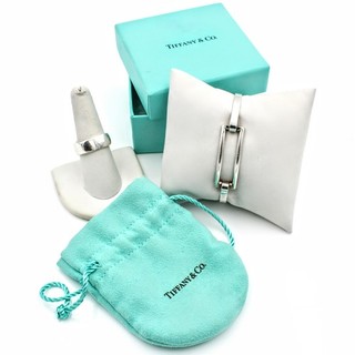 Tiffany & Co. Sterling Bangle Bracelet Square Cushion Ring Lot of 2 #S5408 5