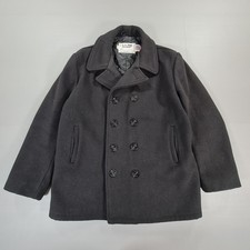 Schott 740N Mens Coat Black 44 Peacoat Double Breasted USA
