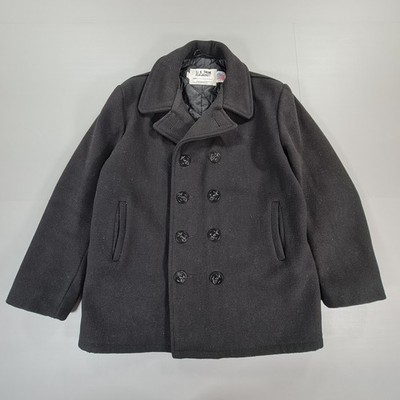 Schott 740N Herren Mantel Schwarz 44 Peacoat Zweireiher USA