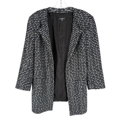 Zanella Samantha Blazer Womens Size 16 Black White Textured Open Front Classic