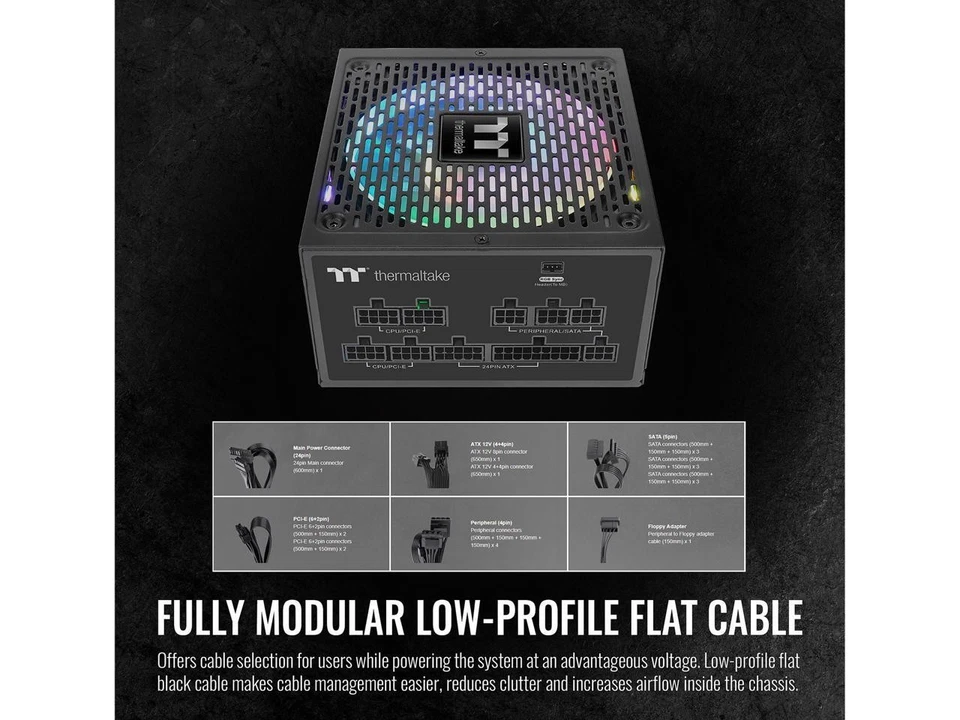 Thermaltake Toughpower GF2 ARGB 650W 80+ Gold 16.8 Million Colors 18 Addressable - Image 4 of 4