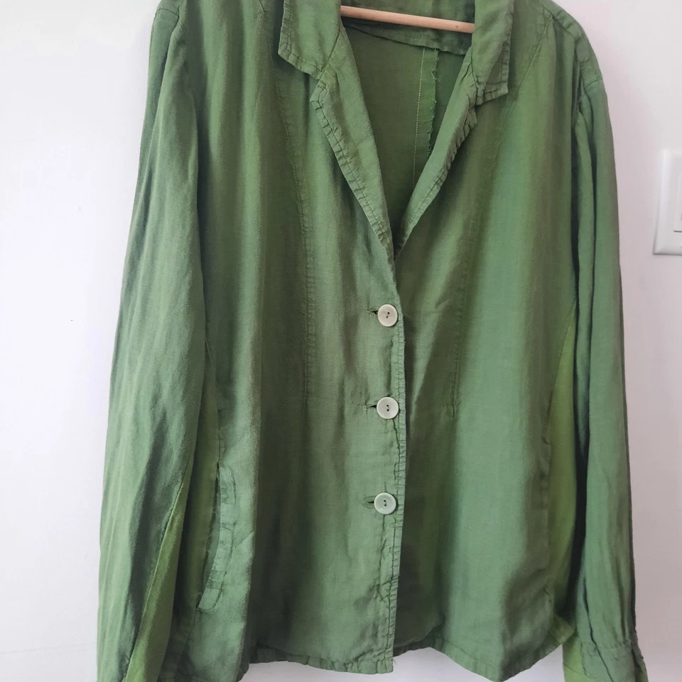 FLAX Women's 100% Linen Long Sleeve Oversized Lagenlook Baggy Blazer Coat Large - Image 3 of 4