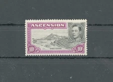 1938-53 ASCENSION, Stanley Gibbons No. 47 - 10 Shillini black and bright purple 