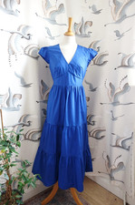 BNWT BODEN Blue tiered 100% Cotton midi dress size 12 P