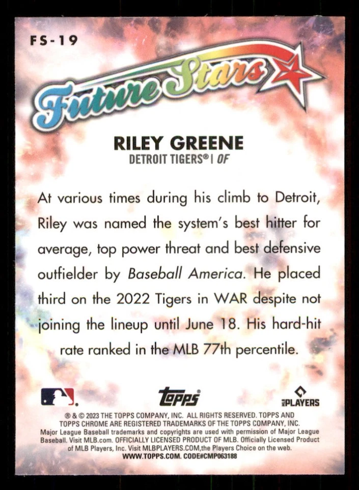 2023 Topps Chrome Future Stars #FS19 Riley Greene - Image 2 of 2