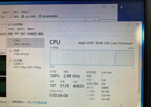 AMD EPYC SP5 9V94 128 cores 256 threads 2.45ghz 256MB - Afbeelding 2 van 3