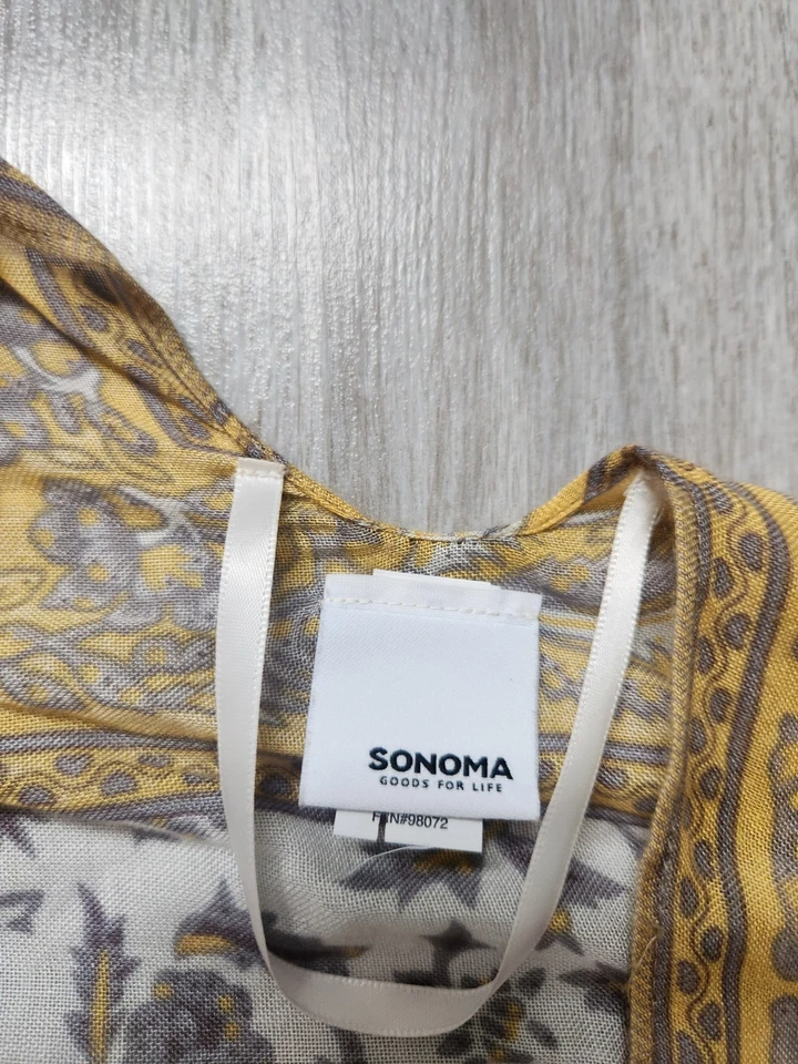 Cárdigan Sonoma Amarillo Gris Paisley Kimono Dobladillo Borla Delantero Abierto Ligero OS Foto 3 de 4