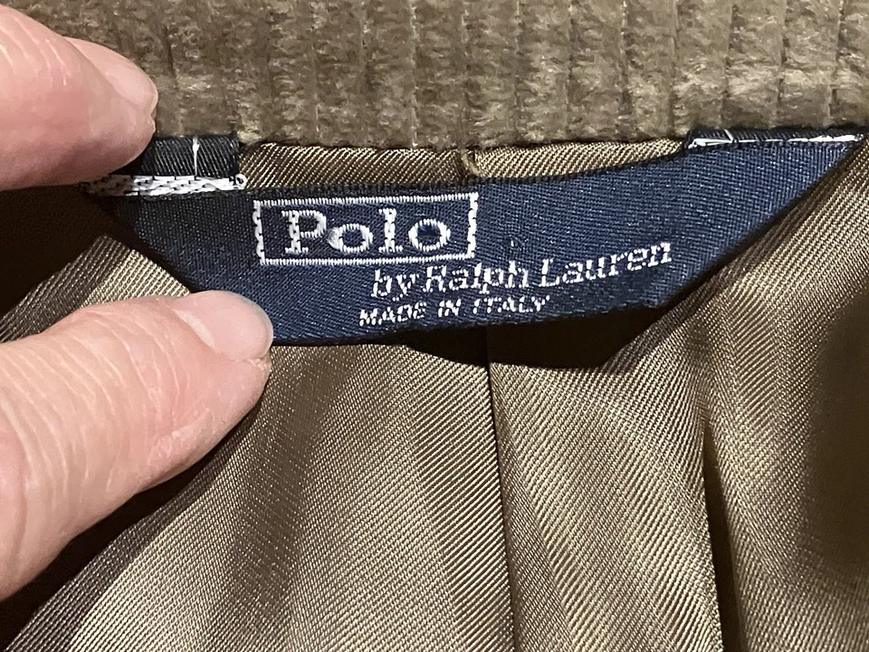 Blazer Polo Ralph Lauren Pana Tostada De Colección Para Hombres 41L Hecho en Italia Etiqueta Azul Foto 3 de 4