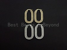 CZ Oval Shape Huggies Earrings, Sku J249